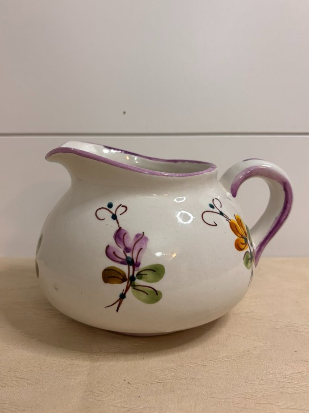 VTG Italian Hand Painted Floral Ceramic Pitcher Creamer Jug for FTD